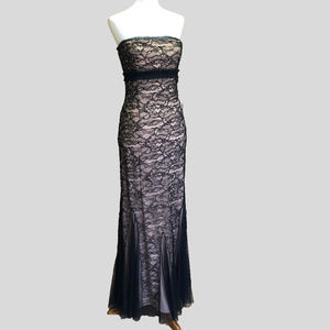 Badgley Mischka Black Lace Long Dress
